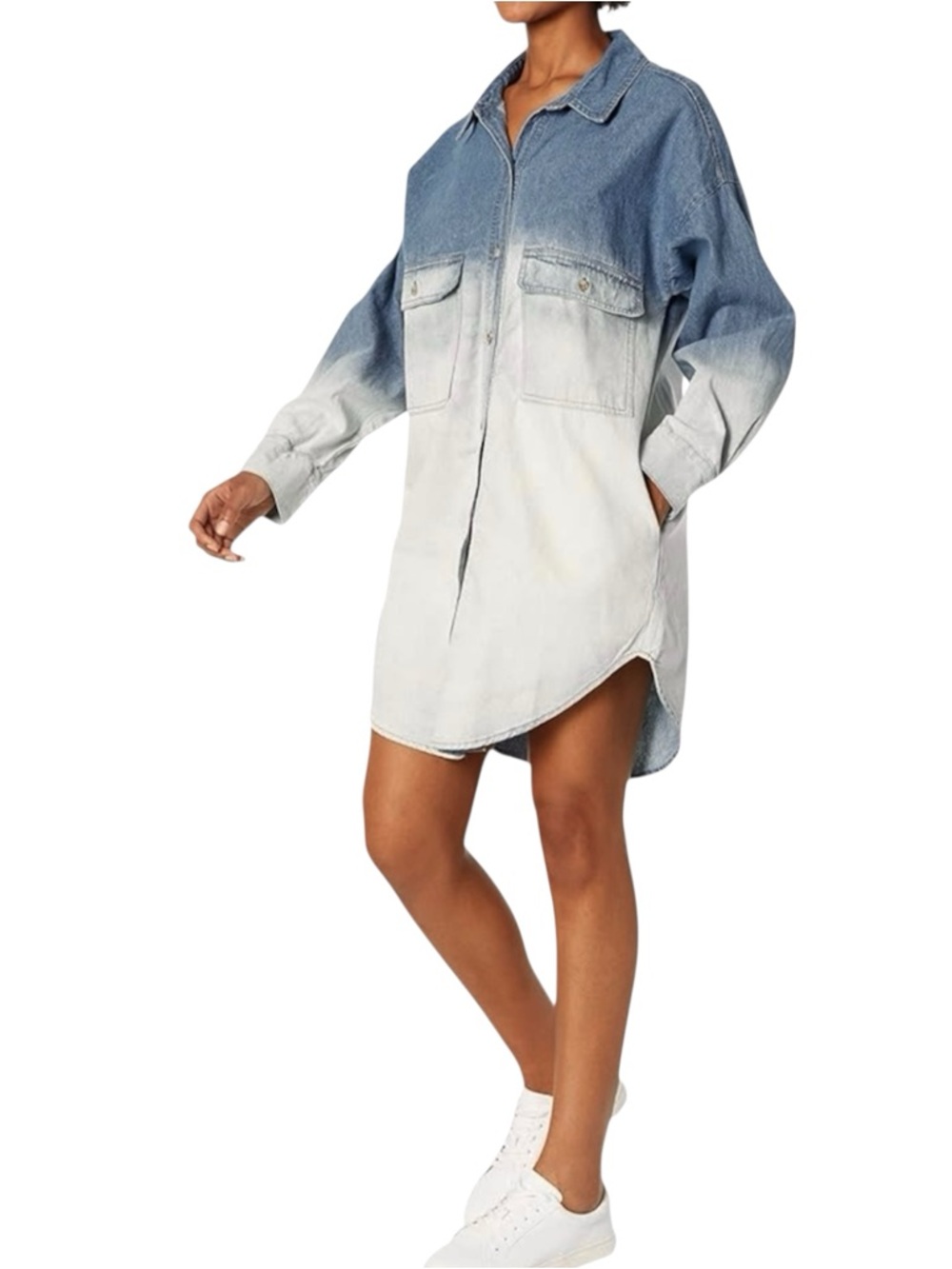 NWT BB Dakota by Steve Madden denim oversized Shirt Dress blue Ombre Wash. Sz. L